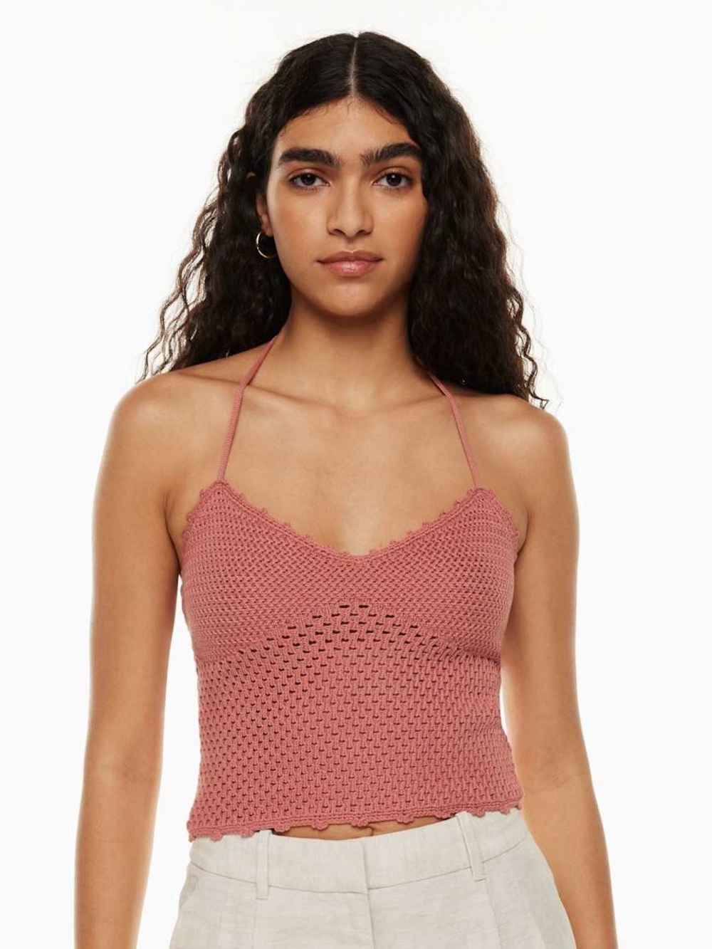 Aritzia Wilfred Beauty Crochet Top in Earthen Red